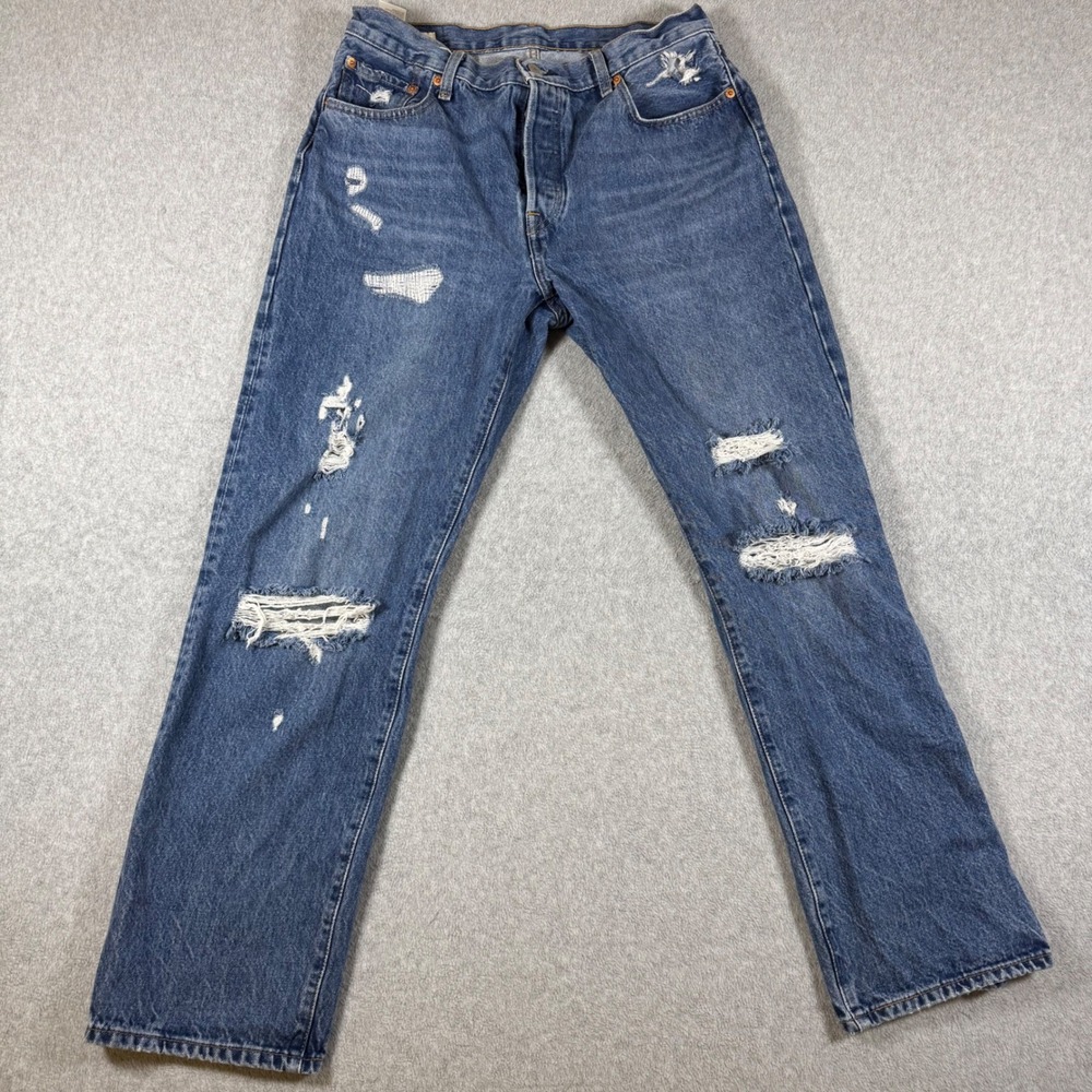 Y2K Levi's Jeans Mens‎ Blue 501 Original Fit Distressed Straight Leg Denim 29x30